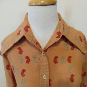 Funky vintage European button up... with squirrels